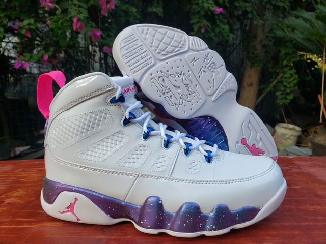 Air Jordan 9 Men's Basketball Shoes White Purple Pink-01 - Click Image to Close